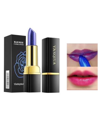 PAQIMAN Magic Temperature Changing Colors Lipstick (Blue Changed into Pink ) Long-Lasting Wear Non-Stick Cup Not Fade Waterproof Lipstick Lip Gloss for Women. (1Pcs)