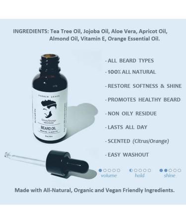 Natural Beard Oil & Mustache Oil - Citrus Orange - Quick Absorption - 1oz Leave-in Conditioner - All-Natural Scented Formula - International Shipping - Buy Online on GoSupps.com