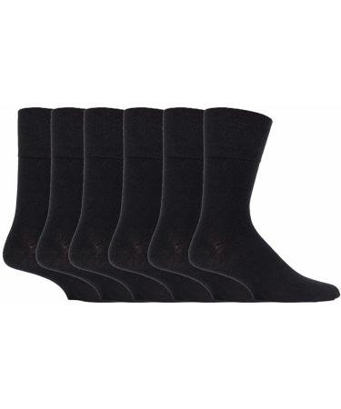 Sevello Clothing Diabetic Socks for Men 6 Pairs  Non-Elastic Soft Top With Extra Stretch Patterned and Plain Mens Diabetic Socks -Size 7-12 US (Black 6 Pairs)
