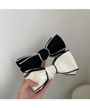 2 Pack Elegant Bow Hair Clips - Black and White Hair Barrettes for Women and Girls - Buy Online on GoSupps.com