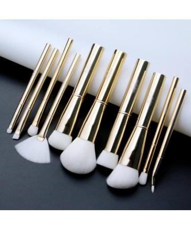 10-Piece Gold Makeup Brush Set | Foundation & Eyebrow Brushes for Flawless Application - International Shipping Available - Buy Online on GoSupps.com