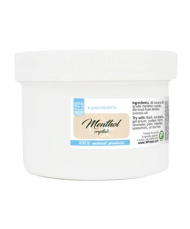 GreenHealth 8oz - Menthol Crystals in a White Plastic Jar(Melting Point is Approximately 95 to 107 Degrees F)