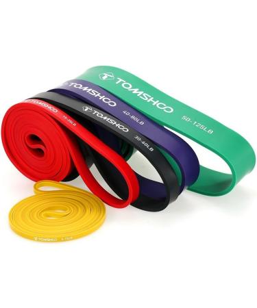 TOMSHOO Pull Up Assist Resistance Exercise Bands for Body Streching Powerlifting Resistance Training Single Band (5 Set) - Buy Online on GoSupps.com