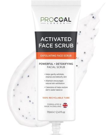 Face Scrub Premium Exfoliating Charcoal Face Scrub 70ml by PROCOAL - Instantly Reveals Skin's Natural Radiance Exfoliating Scrub & Charcoal Face Wash Combined For Men & Women - Made in UK