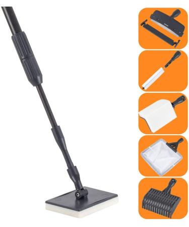 hygger Carbon Fiber 6 in 1 Aquarium Cleaning Tool Kit Algae Scraper Scrubber Pad Sponge Telescopic Handle Fish Tank Brush Cleaner Set for Saltwater Freshwater - Buy Online on GoSupps.com