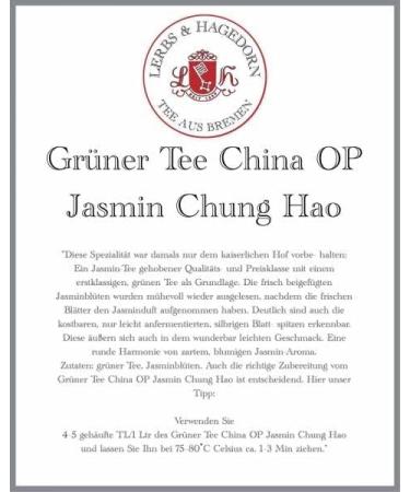  Lerbs & Hagedorn Lerbs & Hagedorn China OP Jasmine Chung Hao Green Tea | Delicate and floral jasmine aroma 1 kg (approximately 81 liters) Orange Pekoe - Buy Online on GoSupps.com