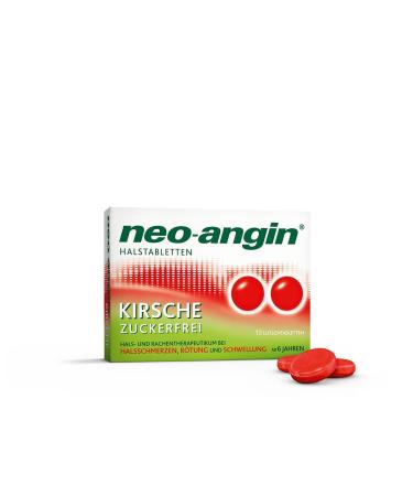 Neo-angor neck tablets cherry sugar-free |Sucking tablets at the beginning annoying sore throat |For adults & school children |12 pieces 12 (1 -pack) cherry sugar -free