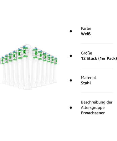 12 Replacement Brush Heads for Philips Sonicare Electric Toothbrush - Compatible Toothbrush Attachments (White) - Buy Online on GoSupps.com