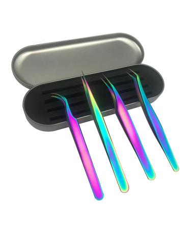 Eyelash Tweezers Set False Eyelash Extension Clip Pliers Eyebrow Tweezers for Nippers Makeup Tools 4pcs