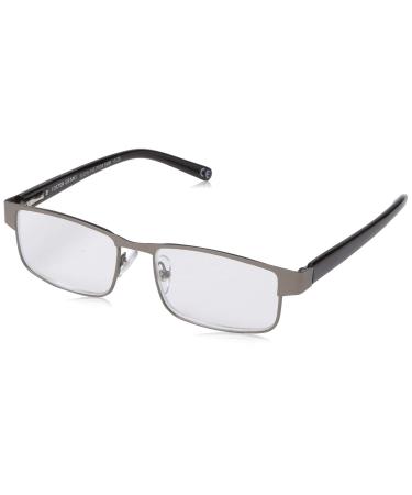 Foster Grant Men's Leo Square Reading Glasses Gunmetal/Transparent 2 x