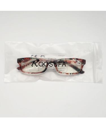 Koosufa Women's Floral Reading Glasses - Retro Designer Anti-Fatigue Rectangular Styles | Strengths 1.0 to 4.0 | 4 Color Set - Buy Online on GoSupps.com