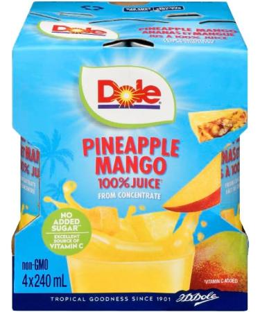 Dole 100% Pineapple Mango Juice Excellent Source of Vitamin C 240 ml (Pack of 24) - Buy Online on GoSupps.com