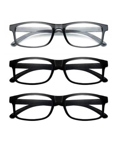 3 Pack Reading Glasses Blue Light Blocking Reading Glasses for Women Men Anti UV/Glare Filter Lightweight Eyeglasses 2 Black 1 Grey 1.0 x