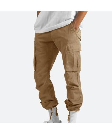 2022 Classic Fit Men's Plus Size Cargo Pants for Work & Outdoor Hiking | Khaki Large | Multi-Pocket Design - Buy Online on GoSupps.com