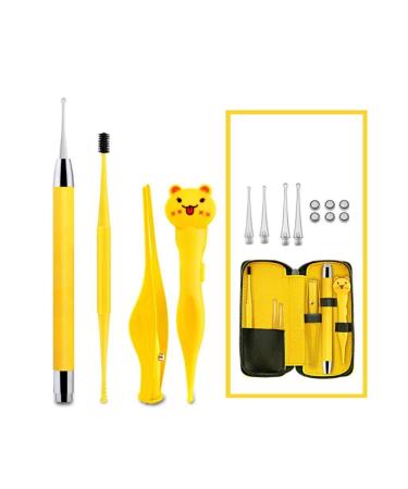 Ear Cleaner Earpicks Ear Wax Removal Tools LED Light Flashlight Earpick Ear Spoon Tweezers Ear Care Ear Cleaning Tool with Case (Color : 01)