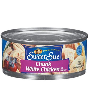 Sweet Sue Chunk White Chicken in Water, 5 oz Can (Pack of 24) - 11g Protein per Serving - Gluten Free, Keto Friendly - Great for Snack, Lunch or Dinner Recipes White Chicken 5 Ounce (Pack of 24)