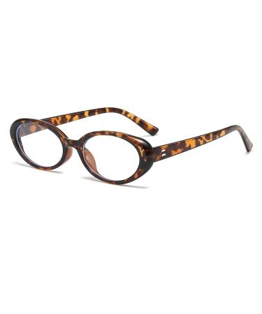 JOVAKIT Oval Blue Light Blocking Glasses for Women Men Vintage Fashion Small 90s Retro Oval Frame Style Eyeglasses 03 Tortoise 54 Millimeters