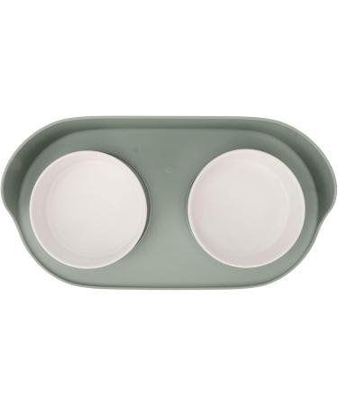 Kjaoyu Elevated Puppy Bowls for Food & Water | Ceramic Cat Bowls | Cervical Spine Protection | Double Feeder | Green & White - Buy Online on GoSupps.com