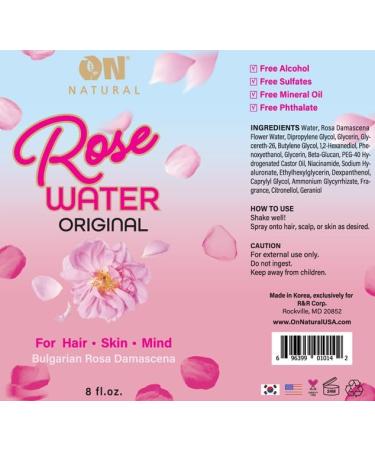 Premium Rose Water 8oz - Original Facial & Hair Mist for All-Day Hydration | International Shipping Available - Buy Online on GoSupps.com