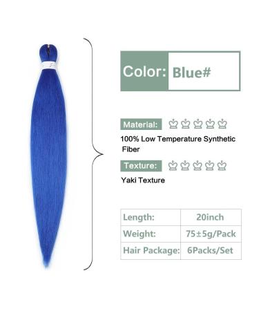 YDDM Pre Stretched 20 Inch Braiding Hair Extensions - Jumbo Blue Hair (6 Packs) for Artistic Braids - Buy Online on GoSupps.com