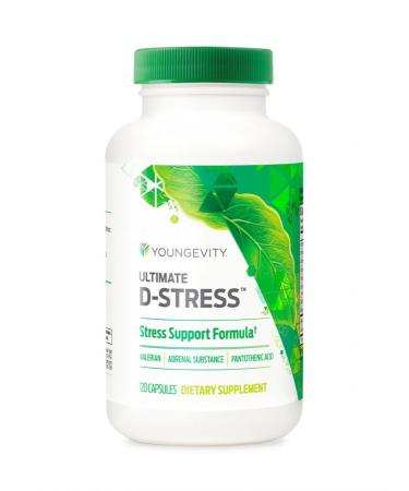 Youngevity Ultimate D-Stress Natural Stress Relief Supplement with Magnesium Valerian Root Extract and B Vitamins Supports Adrenal Health and Nervous System 120 Capsules (Pack of 1) 120 Count (Pack of 1)