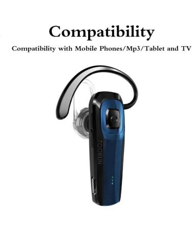 TOORUN M26 Bluetooth Earpiece - Handsfree V5.0 Wireless Headset with Noise Reduction - Blue - Buy Online on GoSupps.com