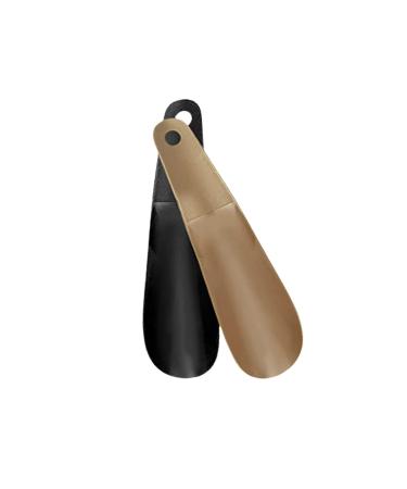 SKYPIA Plastic Shoe Horn 6.5 inch Black Khaki Portable for Travel Use Shoe Helper 2 Pack