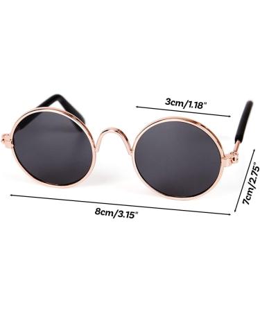 Pet Glasses Reflective Cat Retro Circular Pomeranian Sunglasses with Metal Frame for Cats Small Dogs Cosplay Photos Props black - Buy Online on GoSupps.com