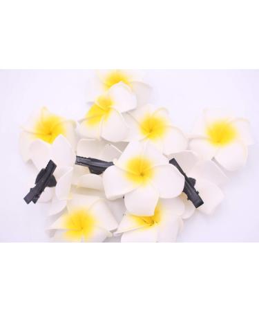 12PCS Hawaiian Plumeria Foam Flower Hair Clips - Yellow - Perfect for Bridal Wedding, Beach Holiday - Bohemian Style Hair Accessories for Women and Girls - Buy Online on GoSupps.com