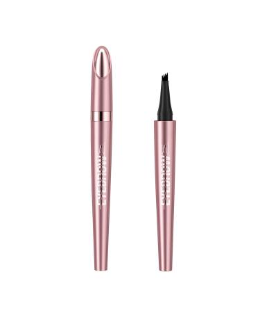 Liquid Eyebrow Pencil with Four Forks Split Design Water And Sweat Resistant Smooth And Natural Eyebrow Shape (Black)