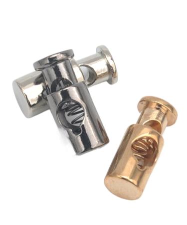 Hole Cord Lock Stopper spring buckle Cord Locks Toggles 30pcs/lot round metal alloy stoppers toggle cord locks Drawstring lock 4mm hole nickle black gold(Gold) 20mmx8mm Gold