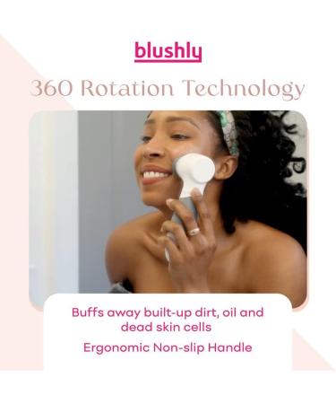 Blushly Facial Cleansing Brush - 360 Degree Exfoliating Facial Brush - Skin Care Routine Essential for Deep Cleaning - Pink - Buy Online on GoSupps.com