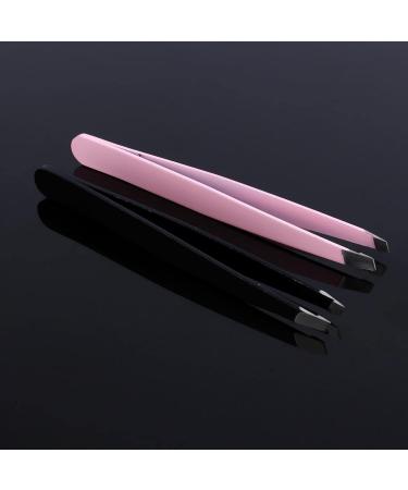 Tweezers For Women Eyebrow Tweezers 1 Pc Black/Pink Eyebrow Tweezer Hair Beauty Slanted Puller Stainless Steel Clips Makeup Tool - Buy Online on GoSupps.com