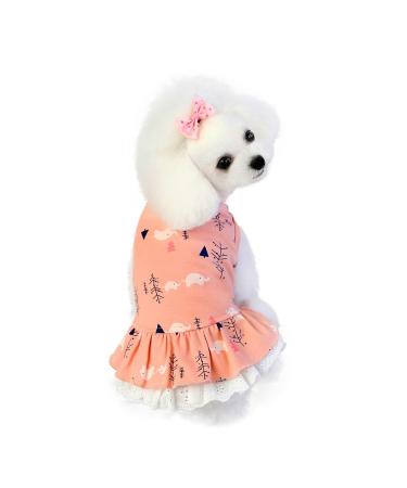 Barrageon dogs Kneid sweet princess rock clothing puppy cat for little pet medium -sized summer clothing Bowknot dog cat (pink -xl) back length: 35 cm print - pink