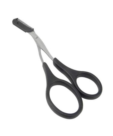 Precision eyebrow trimmer made of stainless steel with comb and plastic finger grips silver for women and men 1 piece