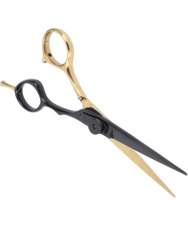 Qukaim Salon Scissors Hair Scissors Stainless Steel 5.5 Inch Hairdressing Scissors for Salon Portable Black Gold Flat Scissors - Buy Online on GoSupps.com