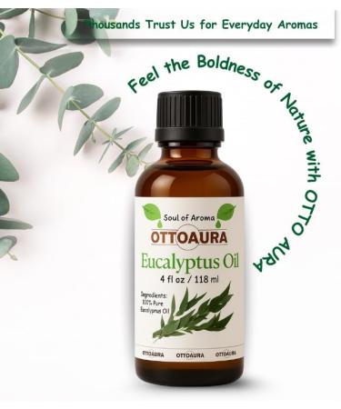 OTTO AURA Pure Eucalyptus Essential Oil 4 Fl Oz (118ml) Premium Grade with Glass Dropper - Buy Online on GoSupps.com