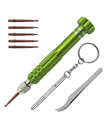 Dewedrt 5 in 1 Mini Screwdriver Glasses Screwdriver Magnetic Screwdriver Set for Watches Green