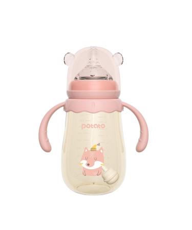 POTATO Baby Bottles PPSU Baby Feeding Bottle 10 oz Anti-Colic Bottles with Silicone Nipples Breastfeeding Bottles for Babies & Toddlers - Pink