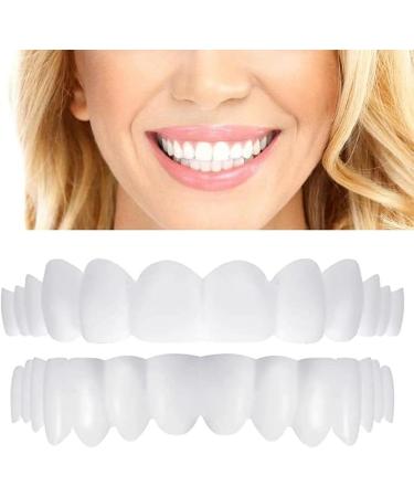 Brigtviee Instant Teeth Veneers 2 Pairs Clipin Veneers False Teeth for Upper and Lower Jaw Dentures Clickon Veneers for Men and Women Temporary Denture Veneers