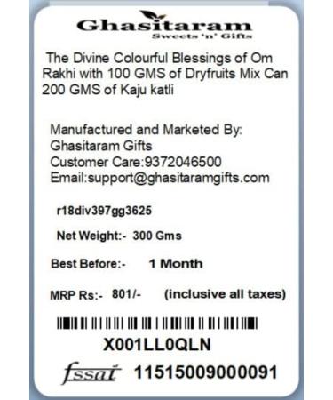 Ghasitaram Gifts Rakhi for Brother Rakhis Online - The Divine Colourful Blessings of Om Rakhi with 100 GMS of Dryfruits Mix Can Rakhi Set with 100 gms of Dryfruits Mix Can - Buy Online on GoSupps.com