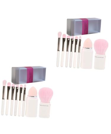 minkissy 2 Sets Makeup Brush Set Makeup Brush Kit Face White Travel Plastic Eyebrow Brush