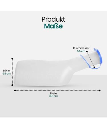 Men's 1L Urine Bottle - Durable Translucent Plastic Easy-to-Read Measurement Portable & Leak-Resistant | Perfect for Travel & On-the-Go Use - Buy Online on GoSupps.com