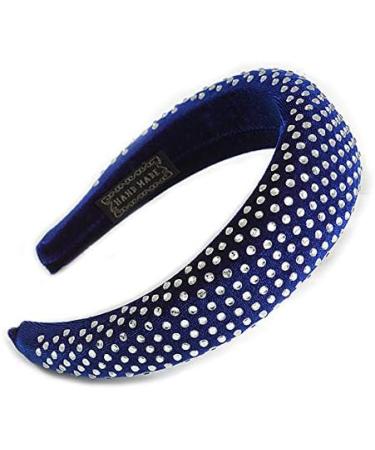 Retro Thicken Padded Velvet Diamante Wide Chunky Hair Band/HeadBand/Alice Band in Blue - Buy Online on GoSupps.com