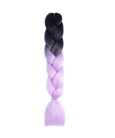 LDMY Jumbo Braiding Hair Extensions - 6PCS Ombre Braids Black to Light Purple 24inch Kanekalon Synthetic Hair for Women - International Shipping Available - Buy Online on GoSupps.com