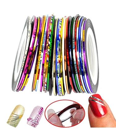 10 Rolls Mixed Colorful Nail Art Striping Tape Lines Width 2mm-Striping Tape for Nail Art-Nail Striping Tape Foil-Nail Striping Tape Thick-Nail Striping Tape with Dispenser-Self-Adhesive DIY Nail Art Tape