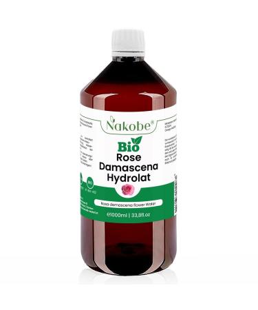 Nakobe Damascena Organic Rose Hydrolate - 1000 ml - Organic Rose Water - Skin Care