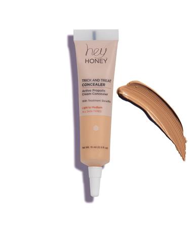 Hey Honey Trick and Treat Active Honey & Propolis Full Coverage Concealer  For Rosacea  Acne & Blemishes  Dark Spots  Around The Eye Dark Circles and Discoloration  Light To Medium Tone 0.5 Fl Oz (Pack of 1) Light to Med...