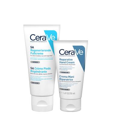 CeraVe Repairing Hand Cream Kit For Cracked Hands With Hyaluronic Acid and Niacinamide 50 ml + SA Regenerating Hand Cream For Cracked Hands With Salicylic Acid 88 ml