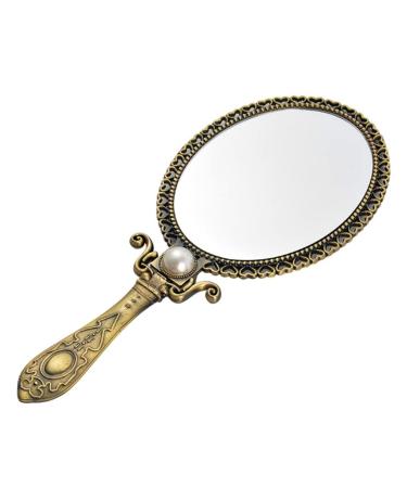 EYHLKM Double Sided Hand Held Makeup Metal Mirror Folding Handle Stand Travel Mirror